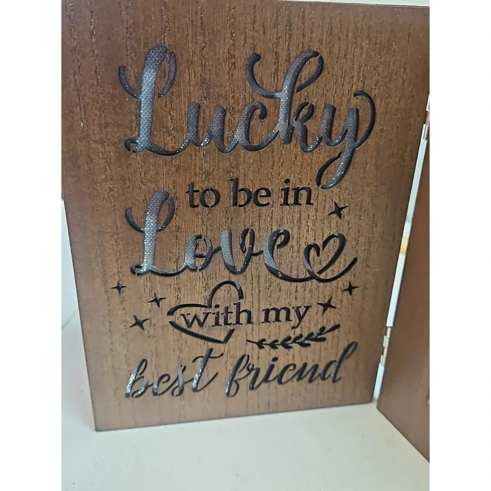 Lucky To Be In Love With My Best Friend, Lighted Wooden Hinged Picture Frame‎